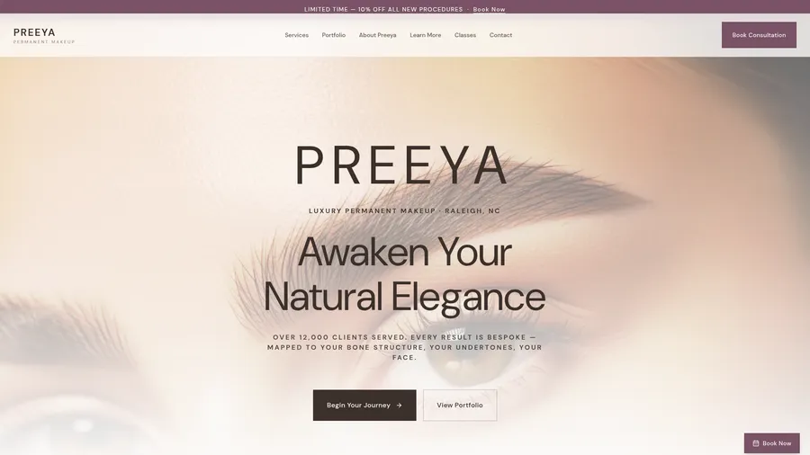 Preeya Permanent Makeup website